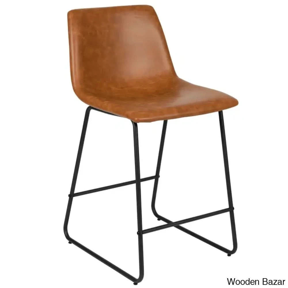 Liekelen Swivel Commercial Grade Leather Soft Upholstered Bar & Counter Stools (Set Of 2)