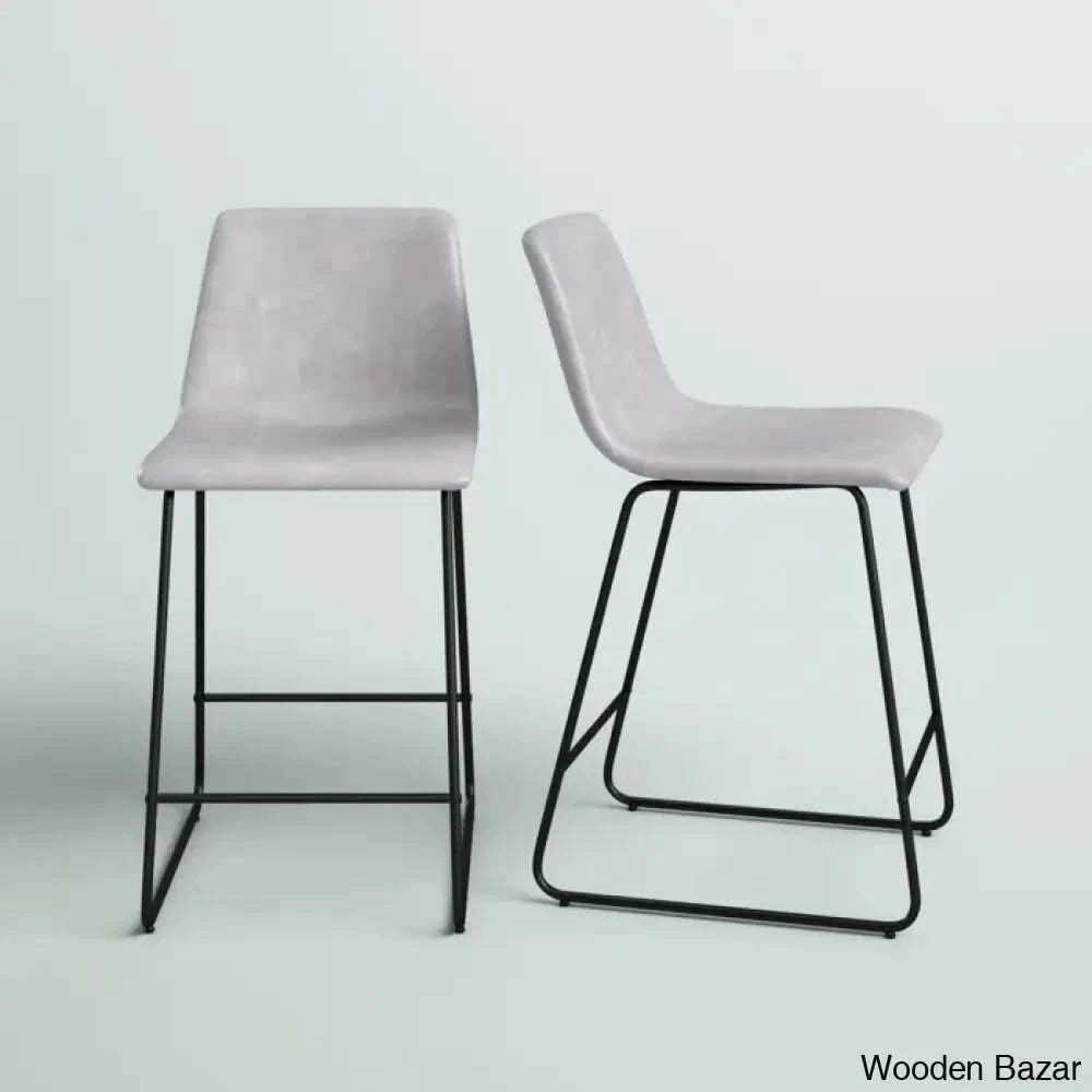 Liekelen Swivel Commercial Grade Leather Soft Upholstered Bar & Counter Stools (Set Of 2)