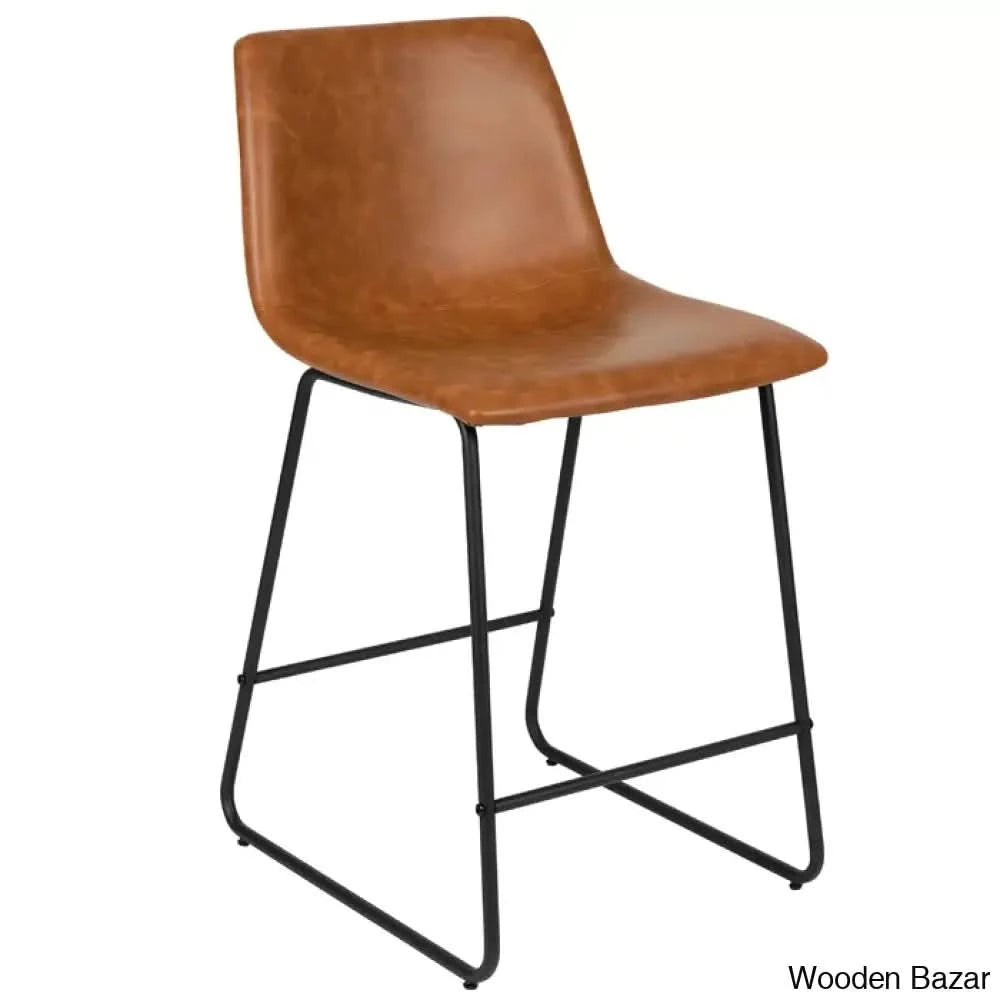 Liekelen Swivel Commercial Grade Leather Soft Upholstered Bar & Counter Stools (Set Of 2)