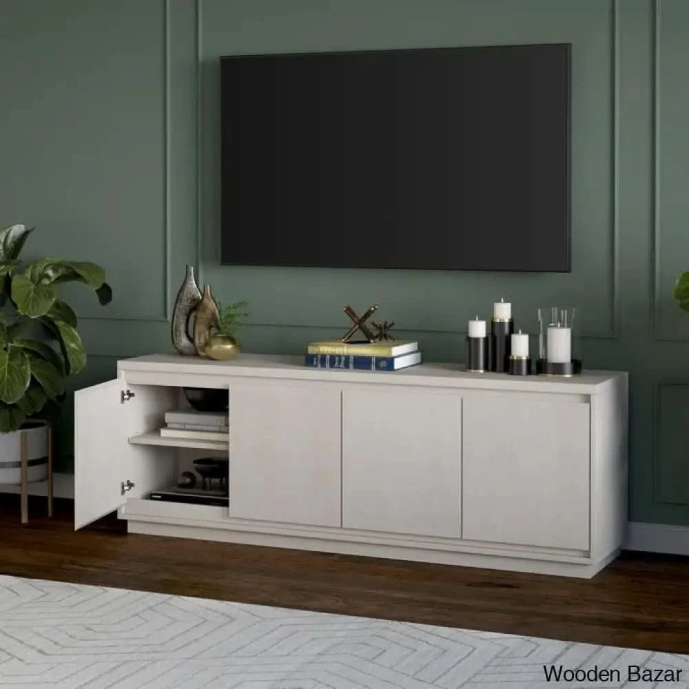 Linio Stylish Rattan Cabinet Media Console For Large Tv Set