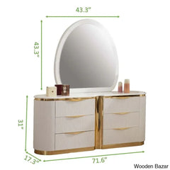 Linne Luxury 3 Piece Bedroom Set With Dressing Table Side - Wooden Bazar