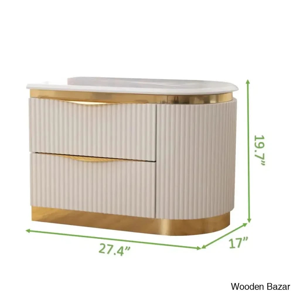 Linne Luxury 3 Piece Bedroom Set With Dressing Table Side - Wooden Bazar