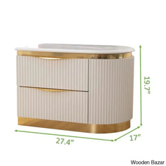 Linne Luxury 3 Piece Bedroom Set With Dressing Table Side - Wooden Bazar