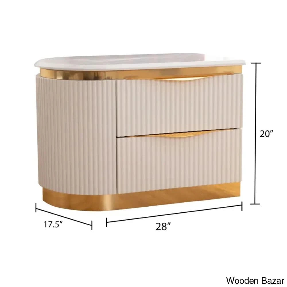 Linne Luxury 3 Piece Bedroom Set With Dressing Table Side - Wooden Bazar