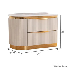 Linne Luxury 3 Piece Bedroom Set With Dressing Table Side - Wooden Bazar