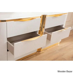 Linne Luxury 3 Piece Bedroom Set With Dressing Table Side - Wooden Bazar