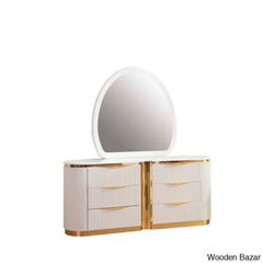 Linne Luxury 3 Piece Bedroom Set With Dressing Table Side - Wooden Bazar Table