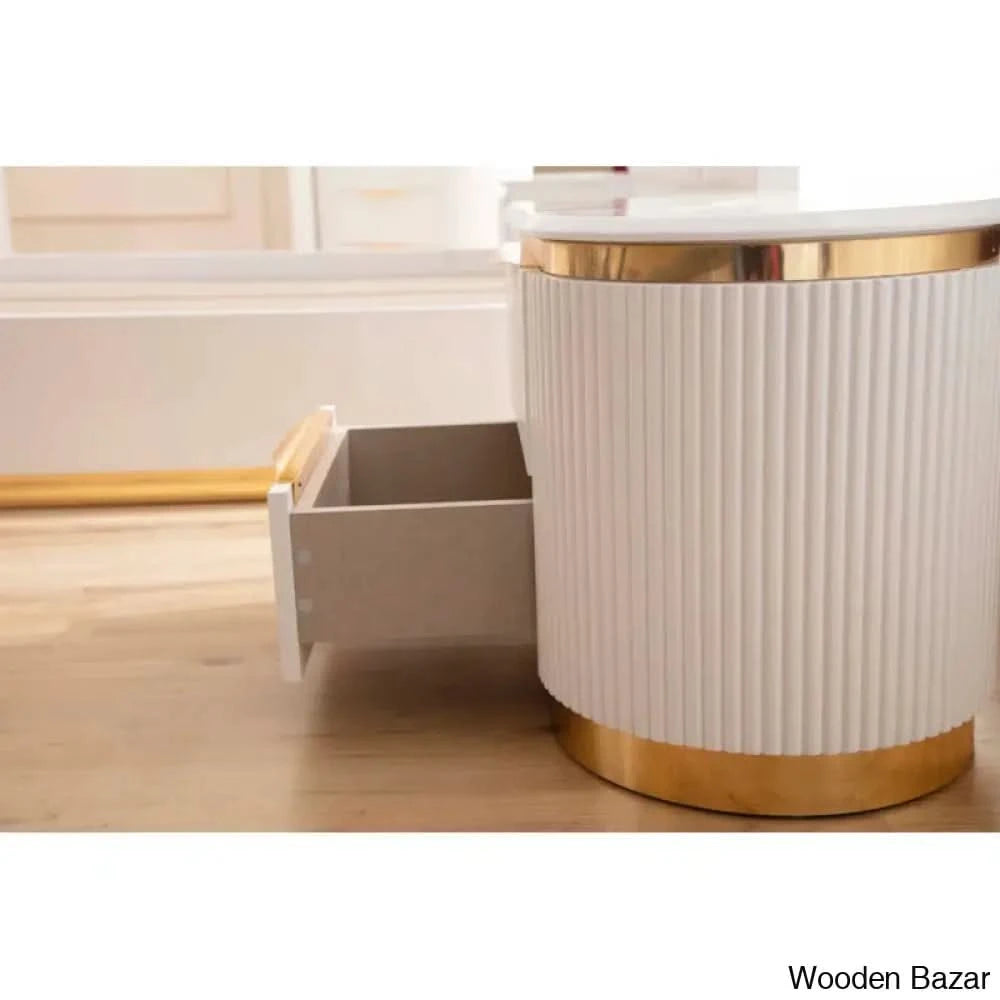 Linne Luxury 3 Piece Bedroom Set With Dressing Table Side - Wooden Bazar