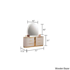 Linne Luxury 3 Piece Bedroom Set With Dressing Table Side - Wooden Bazar