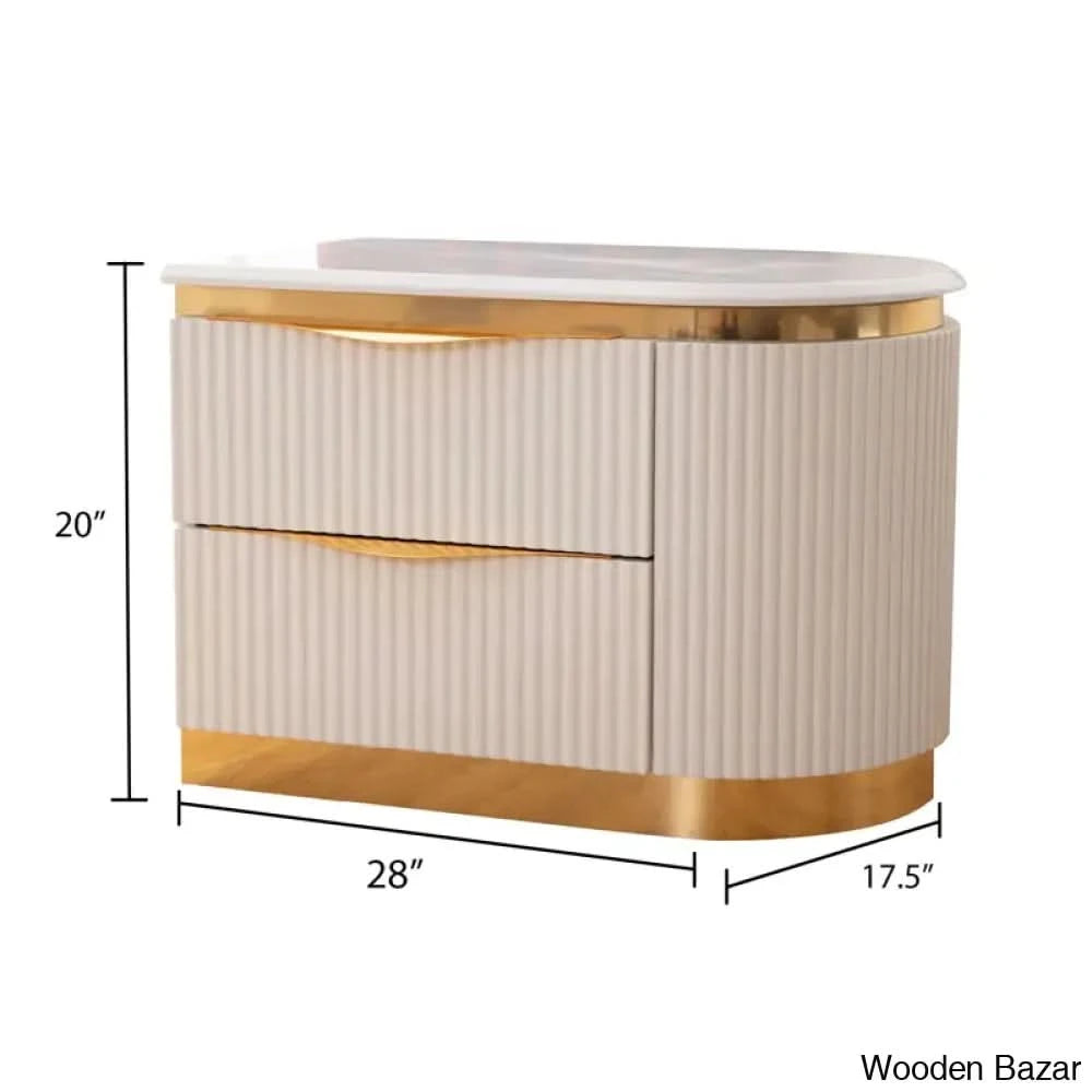 Linne Luxury 3 Piece Bedroom Set With Dressing Table Side - Wooden Bazar