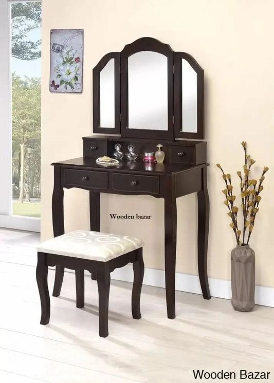 Llanes Vanity Dressing Table With Mirror And Stool Espresso