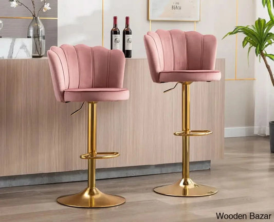 Ludkaz Swivel Adjustable Height Counter And Bar Stool (Set Of 2) Dark Pink