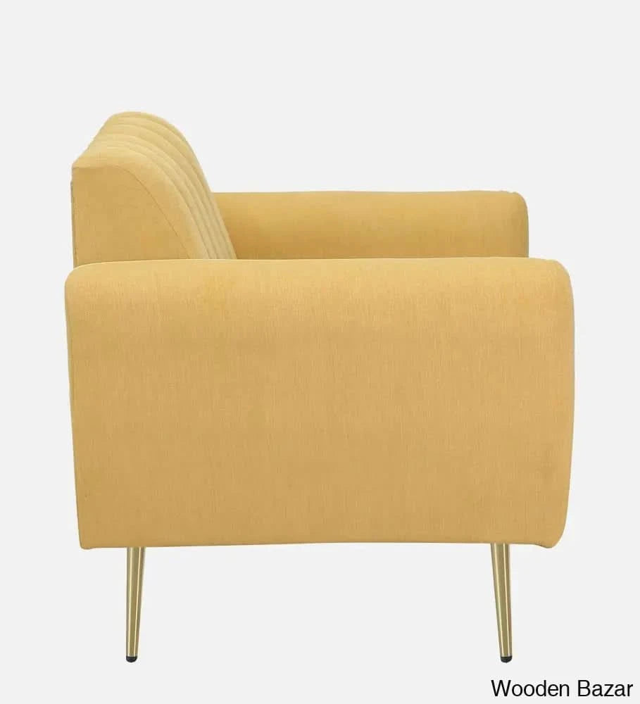 Luxurious Camel Yellow Fabric 3-Seater Sofa The Ultimate Trendy Furniture For Stylish Living Spaces