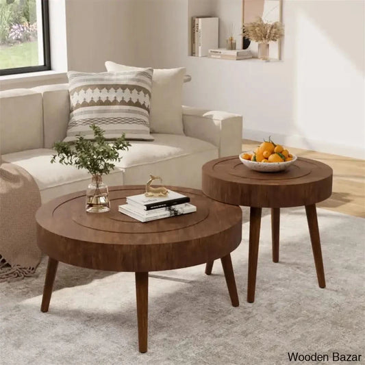 Magdalen 2 Piece Coffee Table Set Traditional Mdf Round And End Center Table