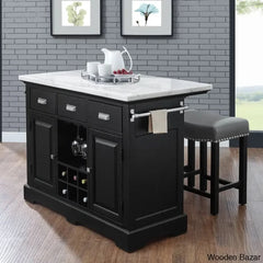 Mantello Marble Top Kitchen Island Set Trolley Cart Cabinet Kitchen Island With Storage