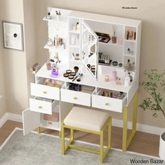 Maricha Vanity Dressing Table With Lighted Mirror And Stool