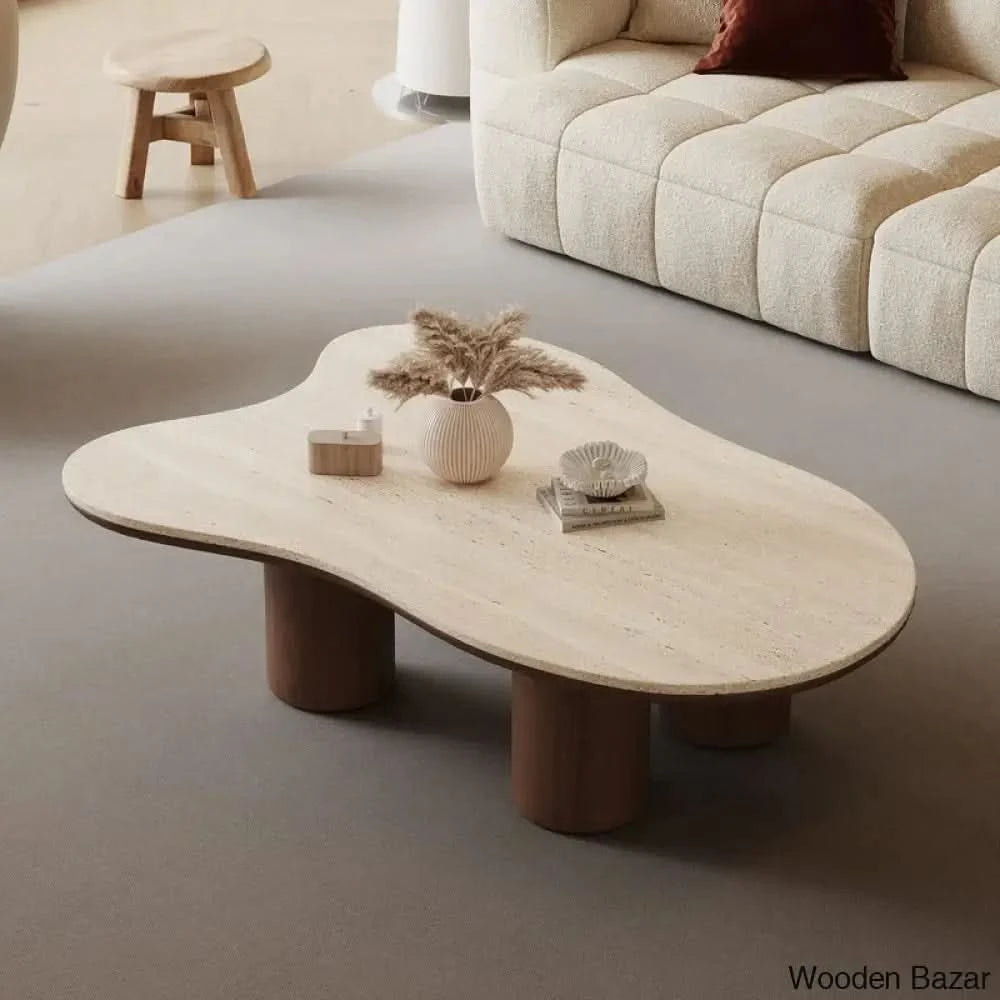 Masiyaho Modern Solid Wood Four Legged Brown Coffee And Center Table