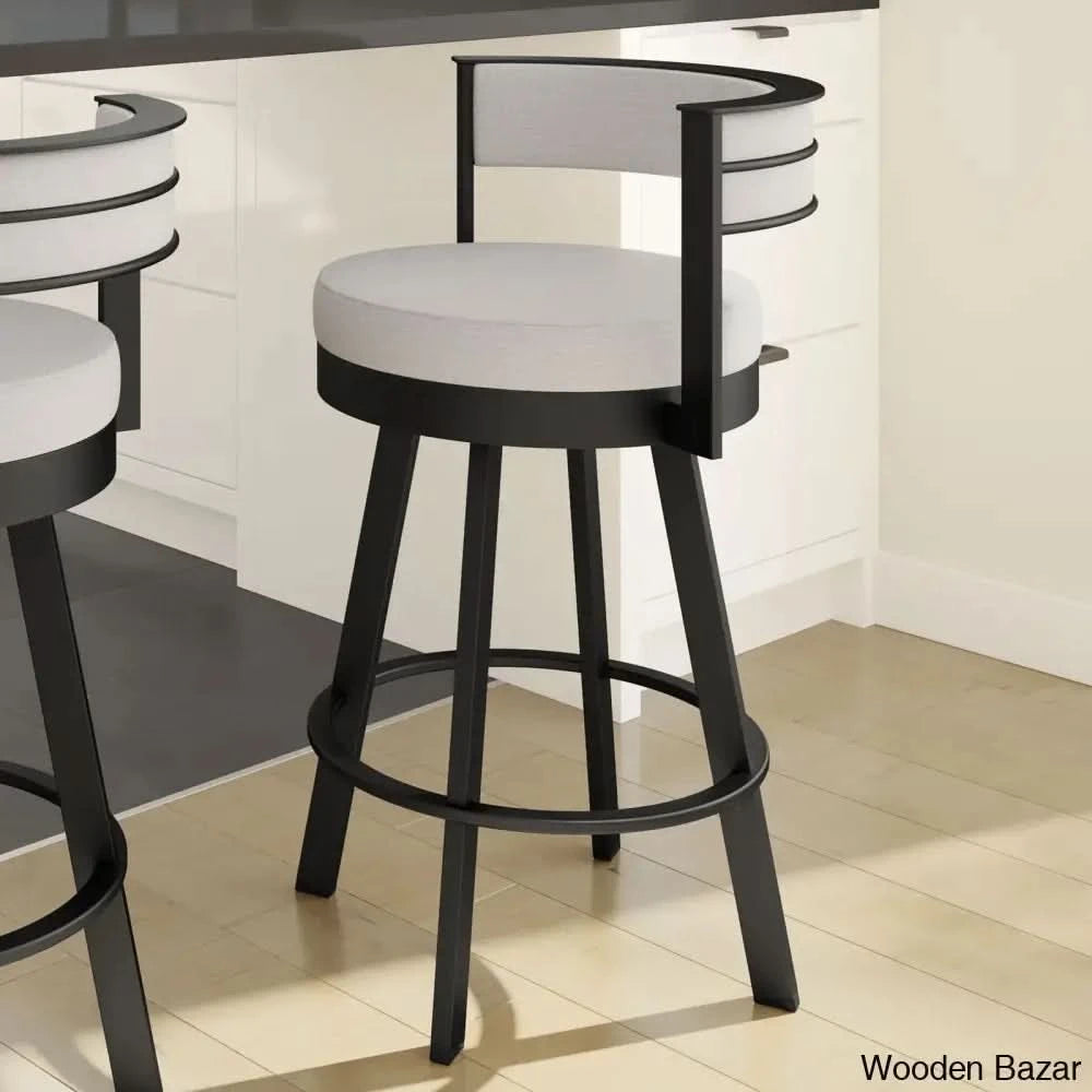 Matthewsy Swivel Counter & Bar Stool Black / Light Gray Polyester (30.13āā Seat Height)