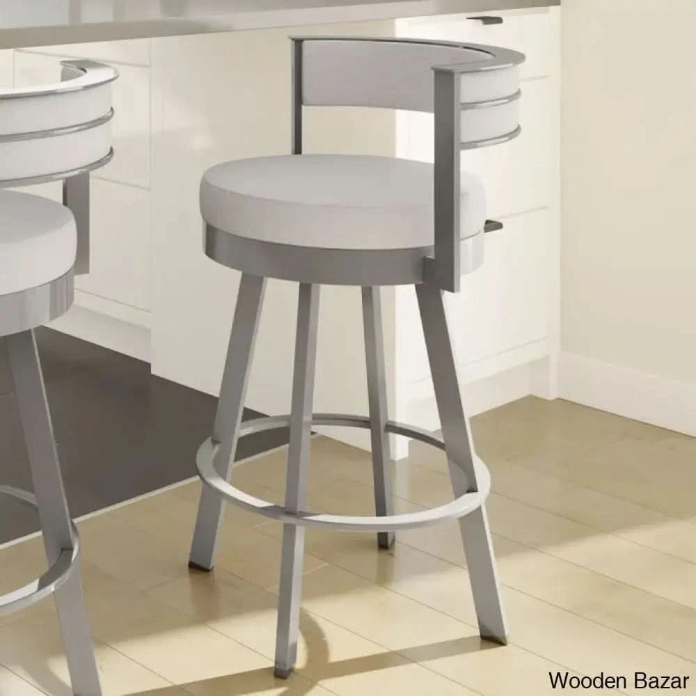 Matthewsy Swivel Counter & Bar Stool Glossy Gray / Light Polyester (30.13āā Seat Height)