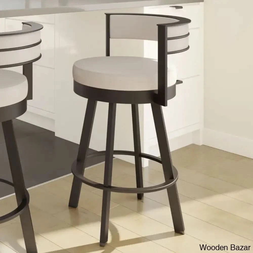 Matthewsy Swivel Counter & Bar Stool Textured Dark Brown / Light Gray Polyester (30.13āā Seat