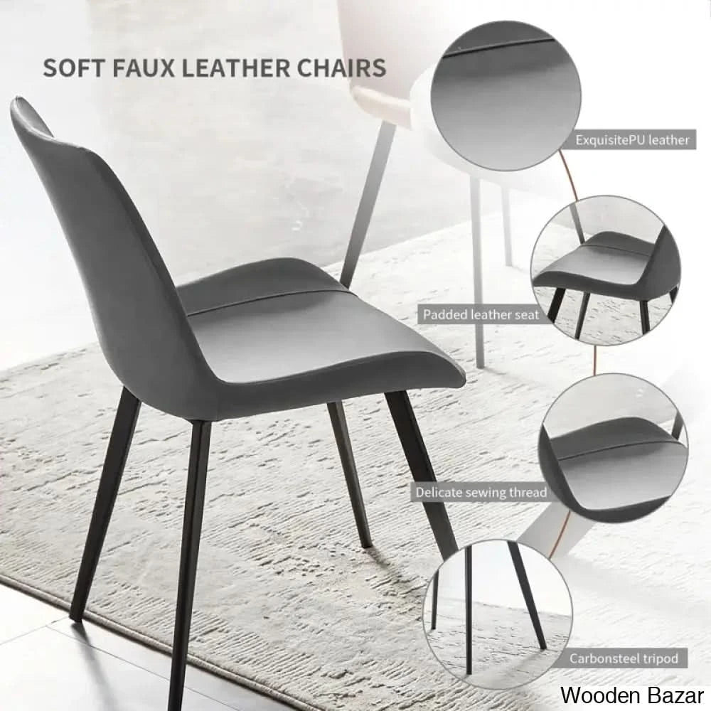 Modern 47.2’’ Round Dining Table Set | Steel-Leg Kitchen For 4-6 People With 4 Chairs