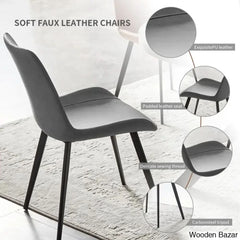 Modern 47.2’’ Round Dining Table Set | Steel-Leg Kitchen For 4-6 People With 4 Chairs