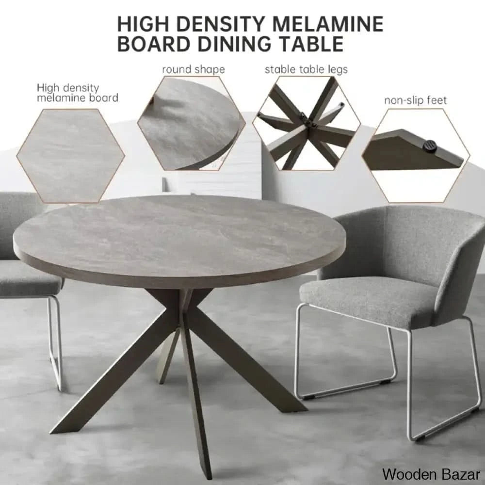 Modern Round Dining Table Set With Steel Legs – Stylish Kitchen For 4