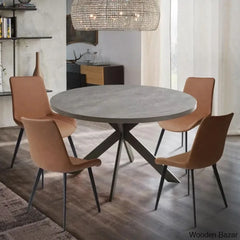Modern Round Dining Table Set With Steel Legs – Stylish Kitchen For 4