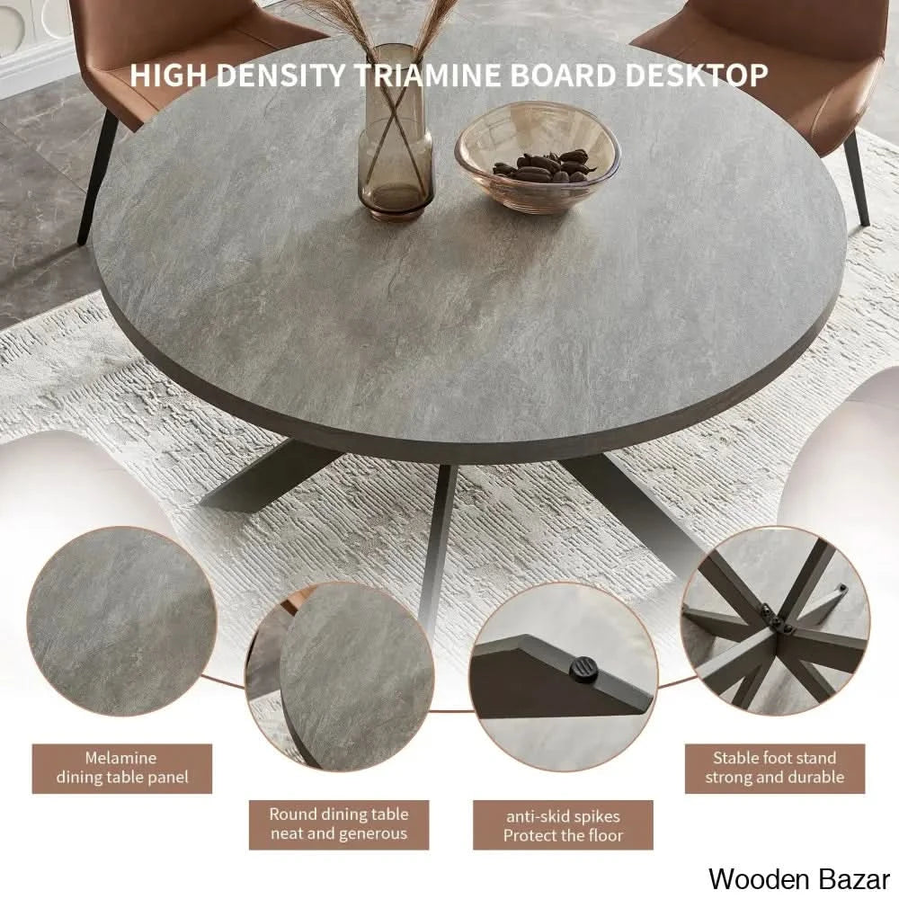 Modern Round Dining Table Set With Steel Legs – Stylish Kitchen For 4