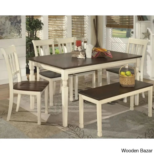 Monter Luxury 5 Seater Dining Table Set - Wooden Bazar