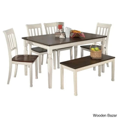 Monter Luxury 5 Seater Dining Table Set - Wooden Bazar
