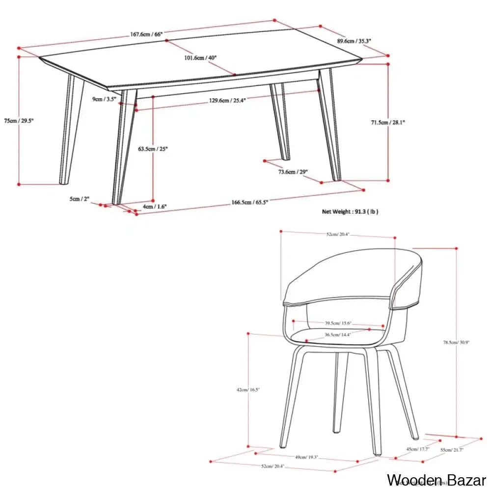Nat Modern 6 Seater Dining Table Set