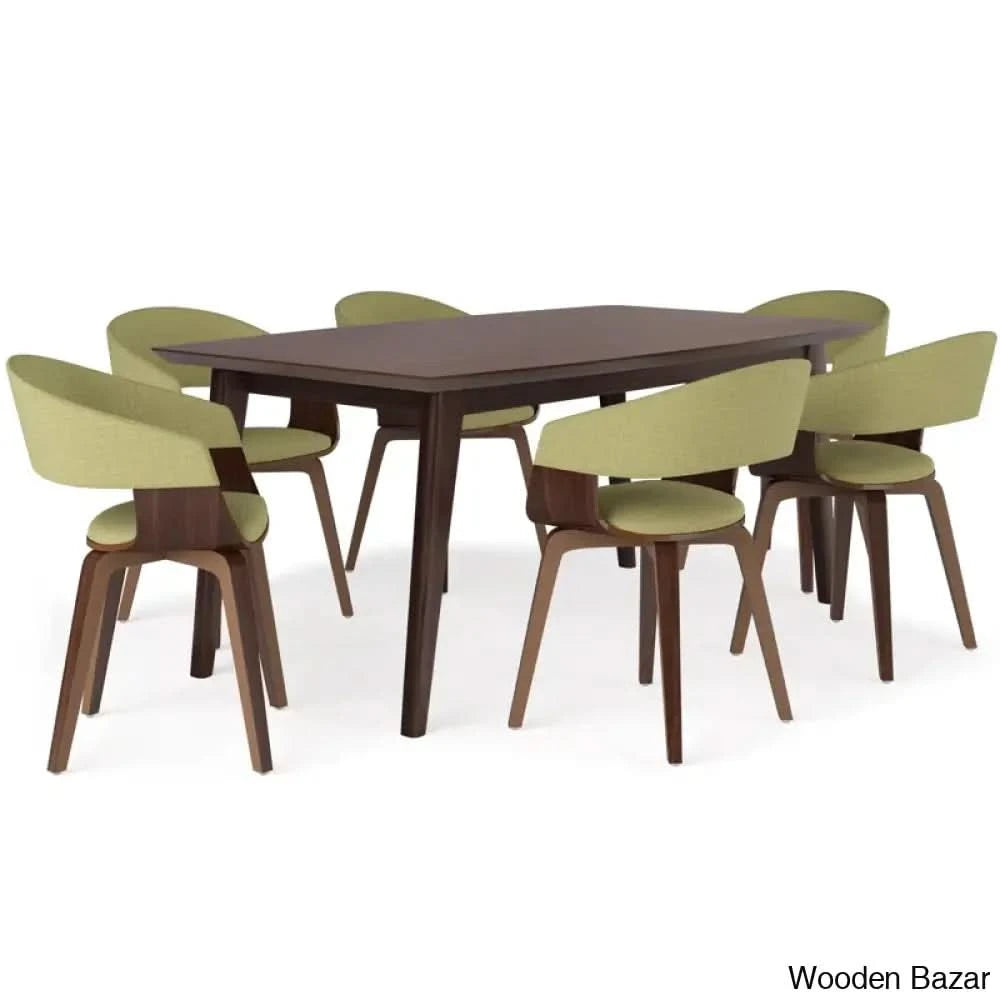 Nat Modern 6 Seater Dining Table Set Acid Green