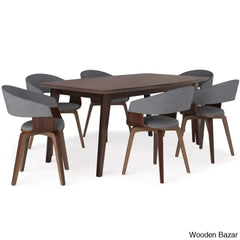 Nat Modern 6 Seater Dining Table Set Gray