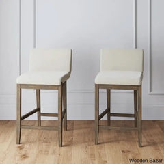 Natah Upholstered Counter And Bar Stool Set Cream Boucle/Dark Brown Frame / 2 (24.5āā Seat Height)