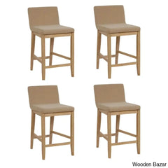 Natah Upholstered Counter And Bar Stool Set Light Brown Polyester/Light Frame / 2 (24.5āā Seat