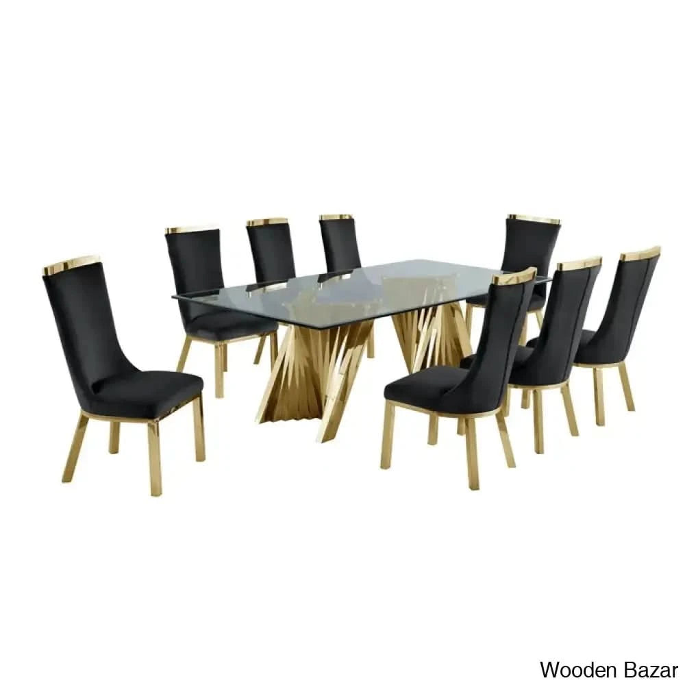 Nekki 8 Seater Double Pedestal Dining Set - Wooden Bazar