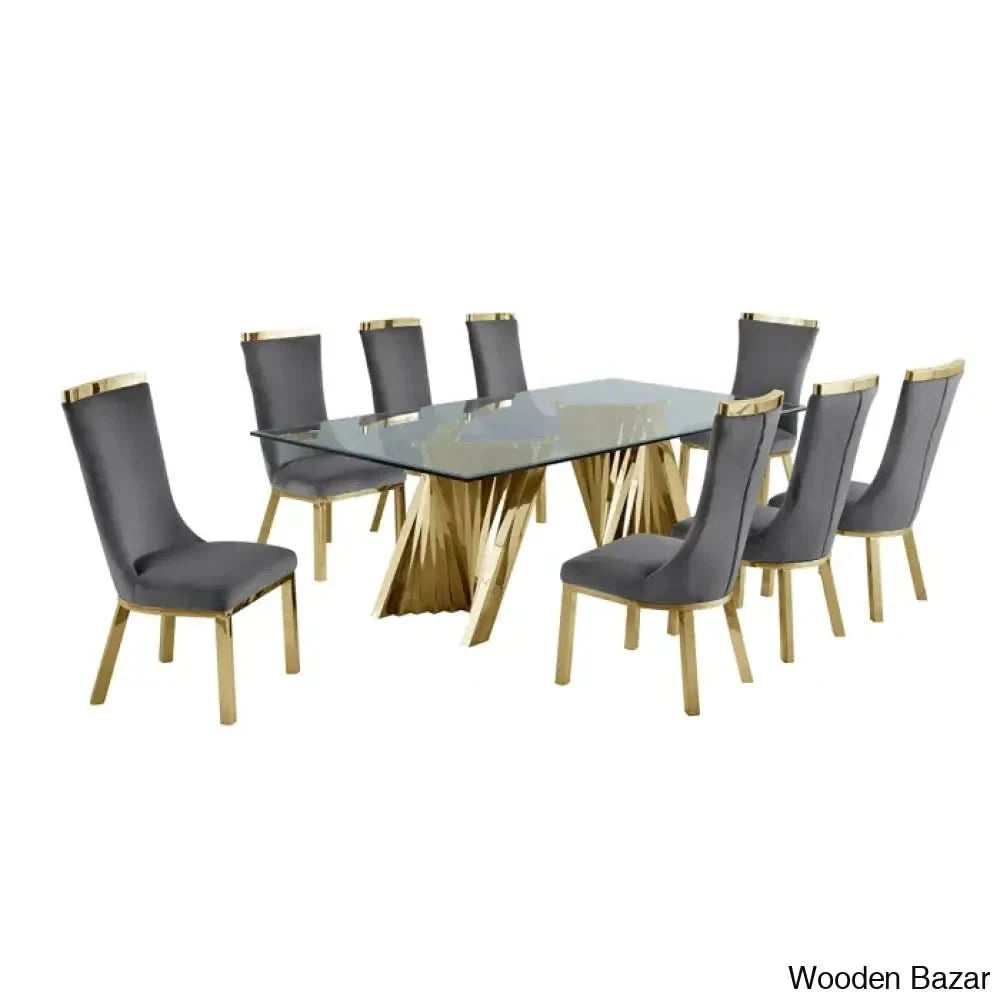 Nekki 8 Seater Double Pedestal Dining Set - Wooden Bazar