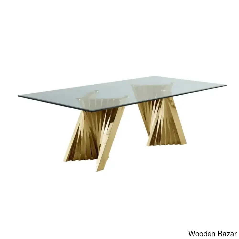 Nekki 8 Seater Double Pedestal Dining Set - Wooden Bazar