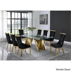 Nekki 8 Seater Double Pedestal Dining Set - Wooden Bazar Black
