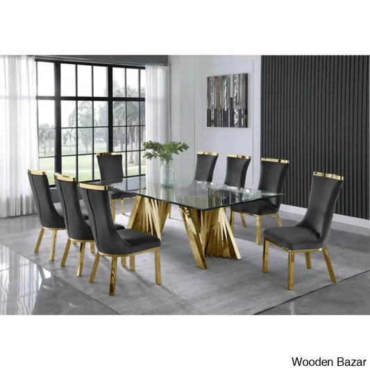 Nekki 8 Seater Double Pedestal Dining Set - Wooden Bazar Dark Gray