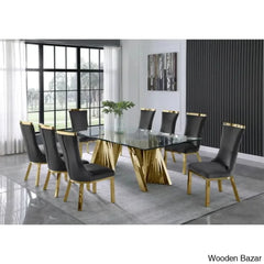 Nekki 8 Seater Double Pedestal Dining Set - Wooden Bazar Dark Gray