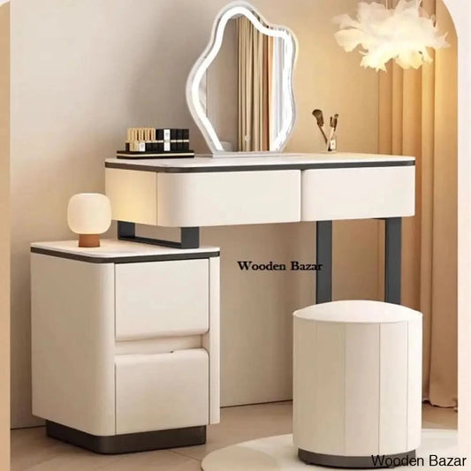Niemi Vanity Dressing Table With Lighted Mirror And Stool