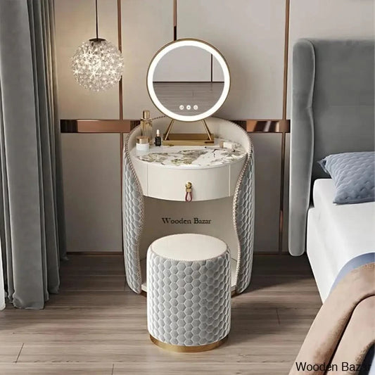 Nikkie Vanity Dressing Table With Lighted Mirror And Stool