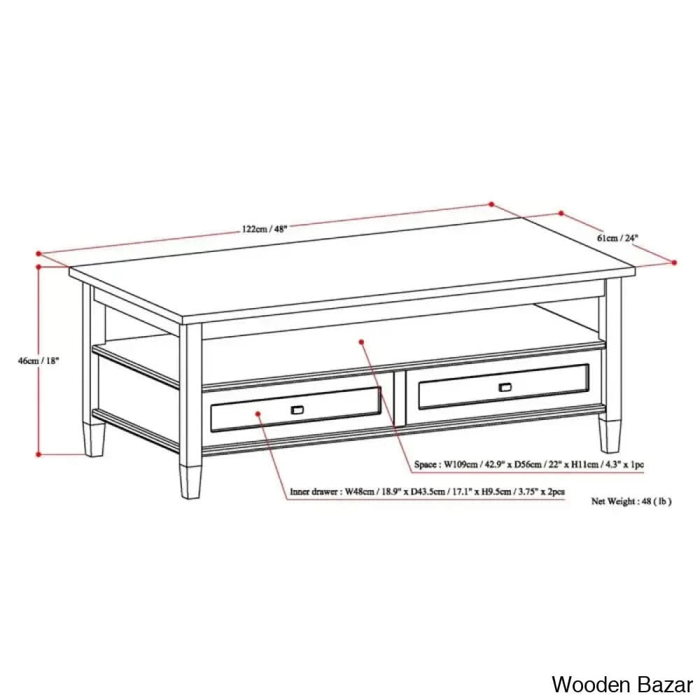Nortonville Teak Wood Coffee And Center Table