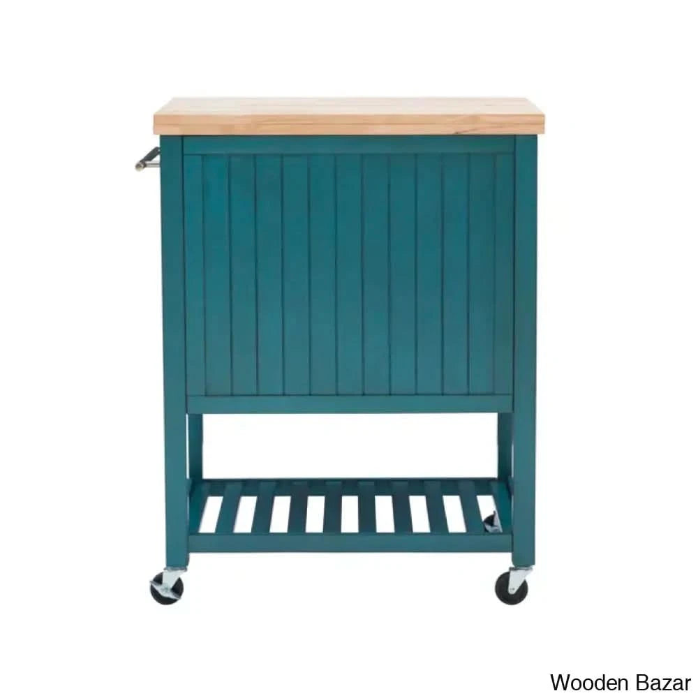 Obed Solid Wood Top Kitchen Cart Trolley Cart Cabinet Kitchen Island With Storage