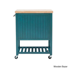 Obed Solid Wood Top Kitchen Cart Trolley Cart Cabinet Kitchen Island With Storage