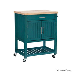 Obed Solid Wood Top Kitchen Cart Trolley Cart Cabinet Kitchen Island With Storage
