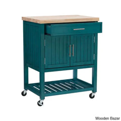 Obed Solid Wood Top Kitchen Cart Trolley Cart Cabinet Kitchen Island With Storage