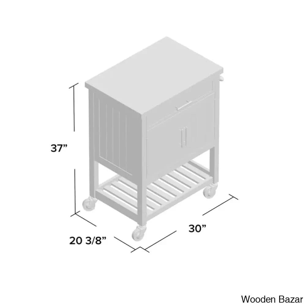 Obed Solid Wood Top Kitchen Cart Trolley Cart Cabinet Kitchen Island With Storage